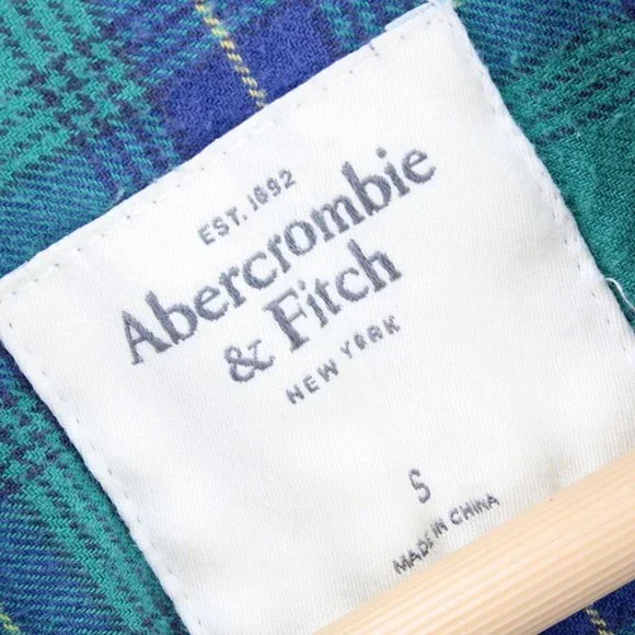 Abercrombie & Fitch Flannel Shirt Women's Green Button Down Long Sleeve Small S - Picture 4 of 7